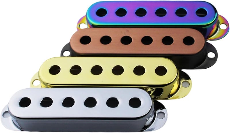 guyker 3Pcs Single Coil Guitar Pickup Covers (52mm Pole Spacing), Copper Pickup Mounting Ring Set Guitar Accessories Replacement Part, (PS001, Chameleon Rainbow) - Image 4